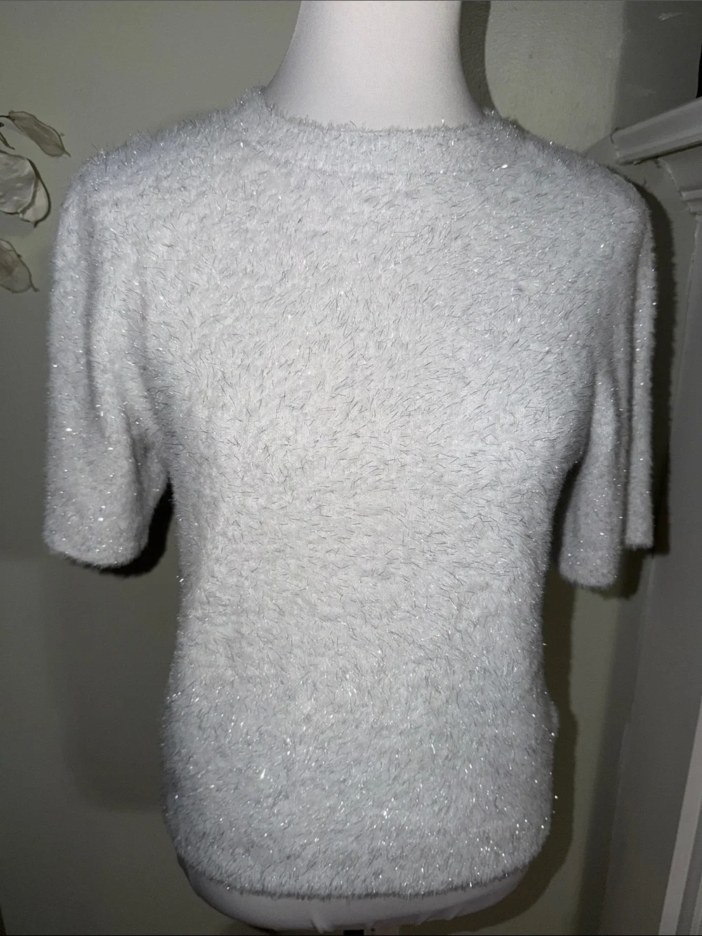 J. Crew Silver Metallic Short Sleeve Crewneck Top